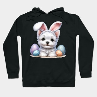 Puppy West Highland White Terrier Bunny Ears Happy Easter Day Hoodie